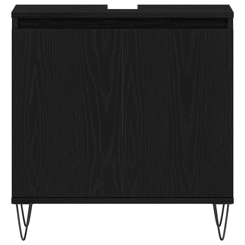 vidaXL Mosdószekrény tárolóval Fekete tölgy 58 x 33 x 60 cm Faanyag