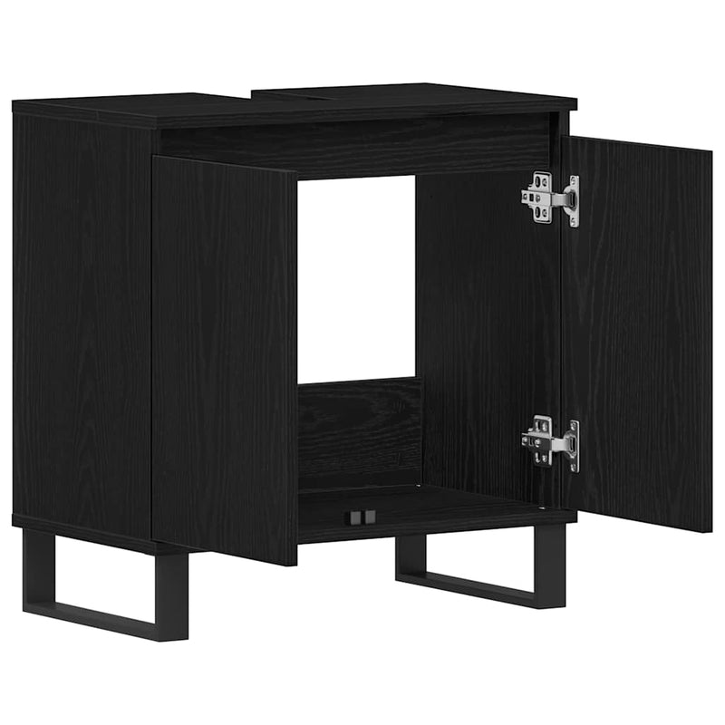 vidaXL Mosdószekrény tárolóval Fekete tölgy 58 x 33 x 60 cm Faanyag