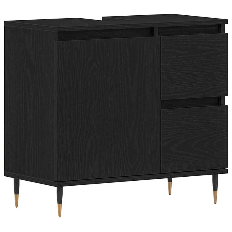 vidaXL Fürdőszoba Székény fiókkal Musta tammi 65 x 33 x 60 cm Faanyag