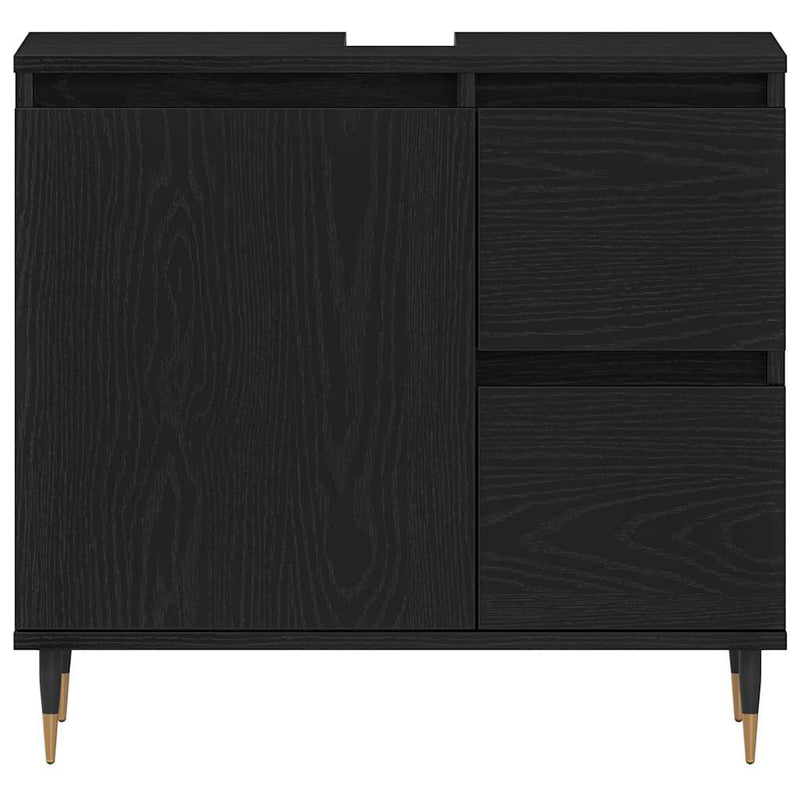vidaXL Fürdőszoba Székény fiókkal Musta tammi 65 x 33 x 60 cm Faanyag