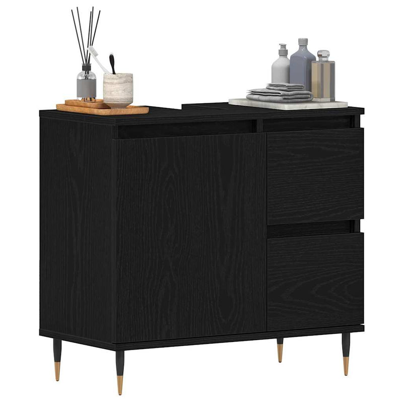 vidaXL Fürdőszoba Székény fiókkal Musta tammi 65 x 33 x 60 cm Faanyag