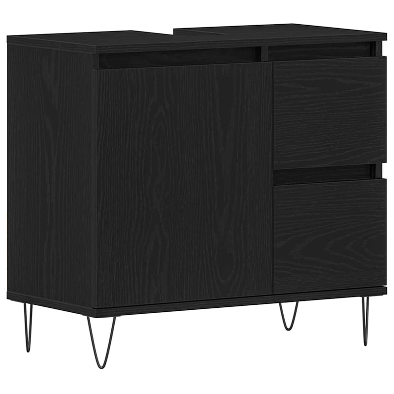 vidaXL Mosdószekrény fiókkal Fekete tölgy 65 x 33 x 60 cm Faanyag