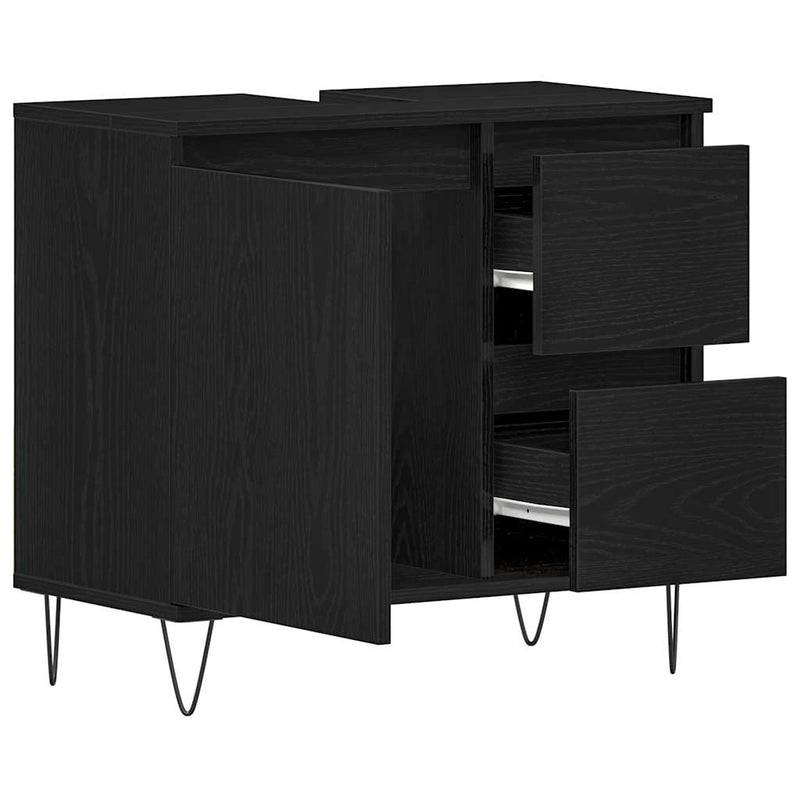 vidaXL Mosdószekrény fiókkal Fekete tölgy 65 x 33 x 60 cm Faanyag