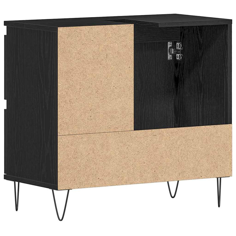 vidaXL Mosdószekrény fiókkal Fekete tölgy 65 x 33 x 60 cm Faanyag