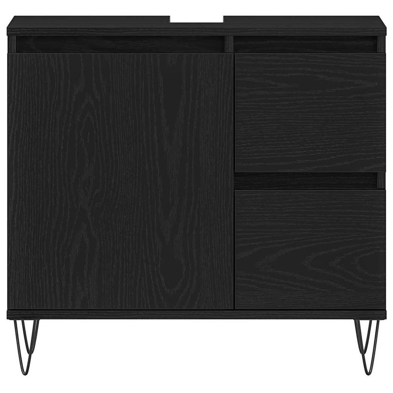vidaXL Mosdószekrény fiókkal Fekete tölgy 65 x 33 x 60 cm Faanyag