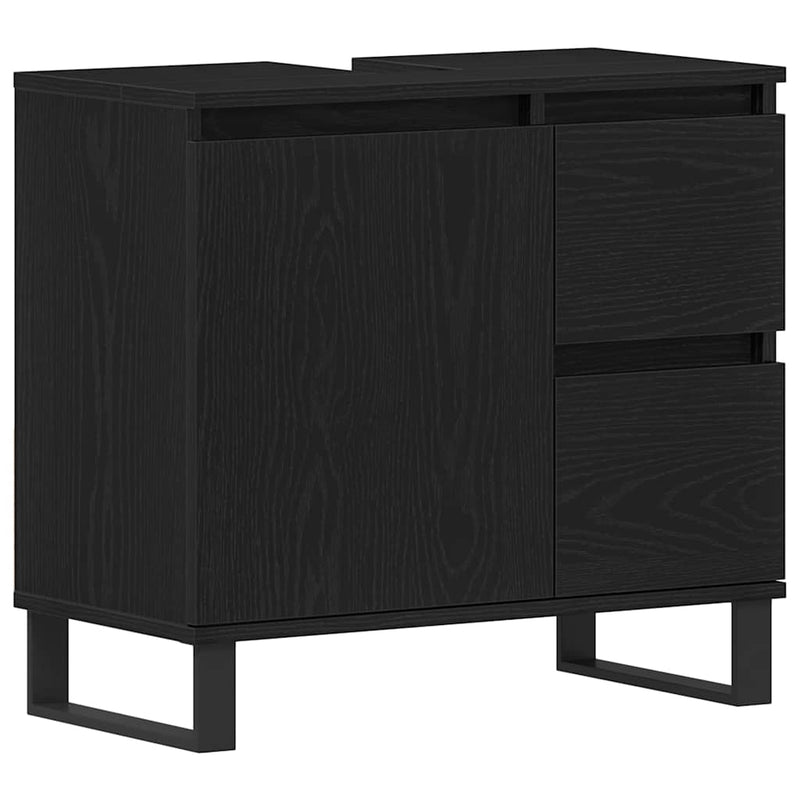 vidaXL Mosdószekrény fiókkal Fekete tölgy 65 x 33 x 60 cm Faanyag