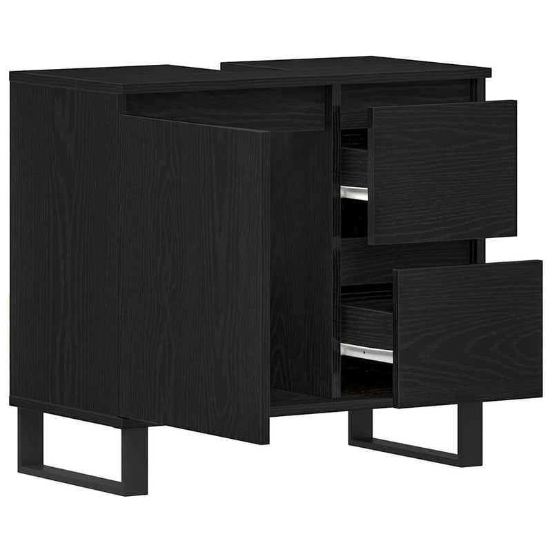 vidaXL Mosdószekrény fiókkal Fekete tölgy 65 x 33 x 60 cm Faanyag