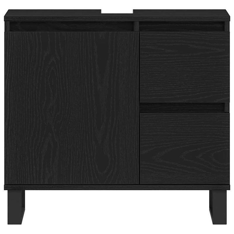 vidaXL Mosdószekrény fiókkal Fekete tölgy 65 x 33 x 60 cm Faanyag