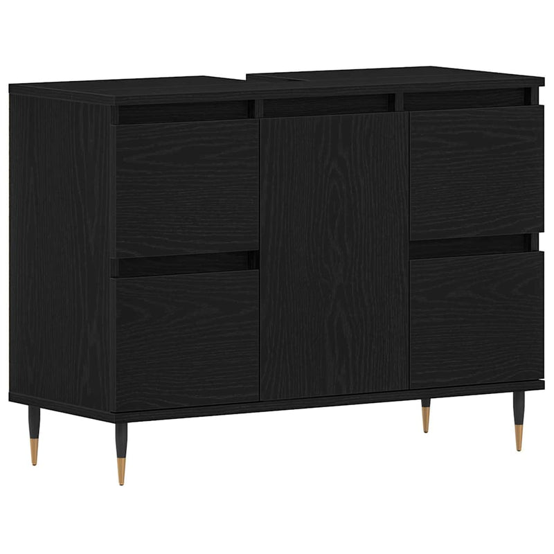 vidaXL Mosdókagyló Szekrény Fekete tölgy 80 x 33 x 60 cm Faanyag