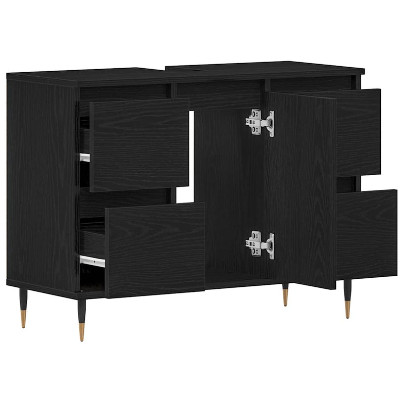vidaXL Mosdókagyló Szekrény Fekete tölgy 80 x 33 x 60 cm Faanyag