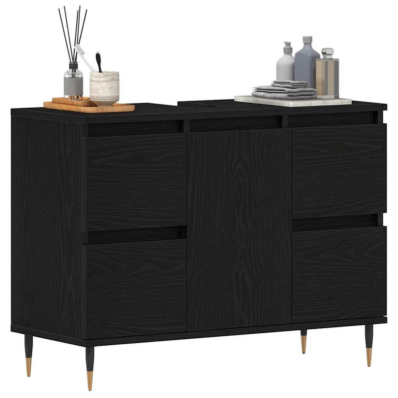 vidaXL Mosdókagyló Szekrény Fekete tölgy 80 x 33 x 60 cm Faanyag