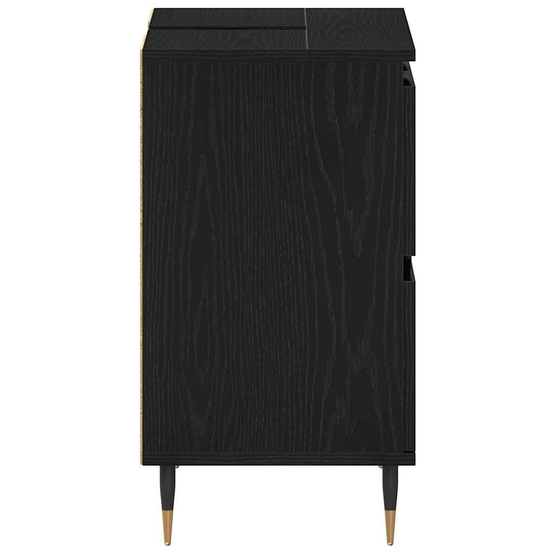 vidaXL Mosdókagyló Szekrény Fekete tölgy 80 x 33 x 60 cm Faanyag