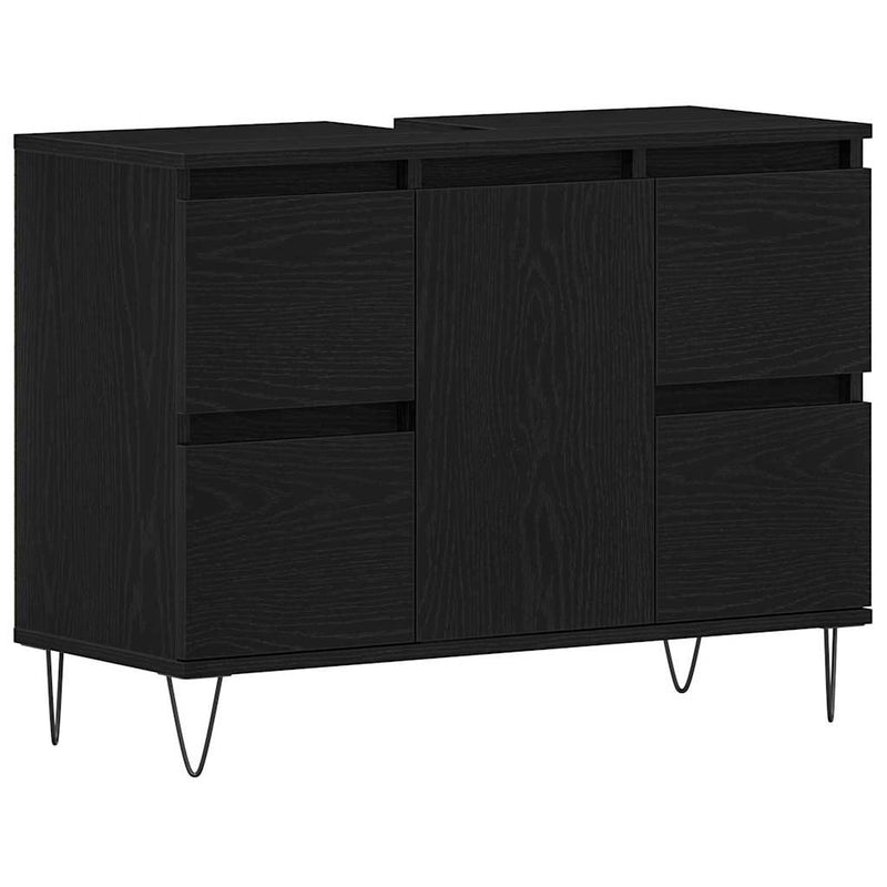 vidaXL Mosdó Szekrény fiókkal Fekete tölgy 80 x 33 x 60 cm Faanyag