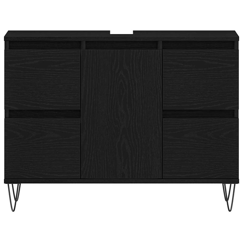 vidaXL Mosdó Szekrény fiókkal Fekete tölgy 80 x 33 x 60 cm Faanyag