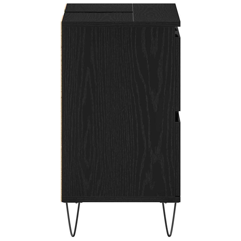 vidaXL Mosdó Szekrény fiókkal Fekete tölgy 80 x 33 x 60 cm Faanyag