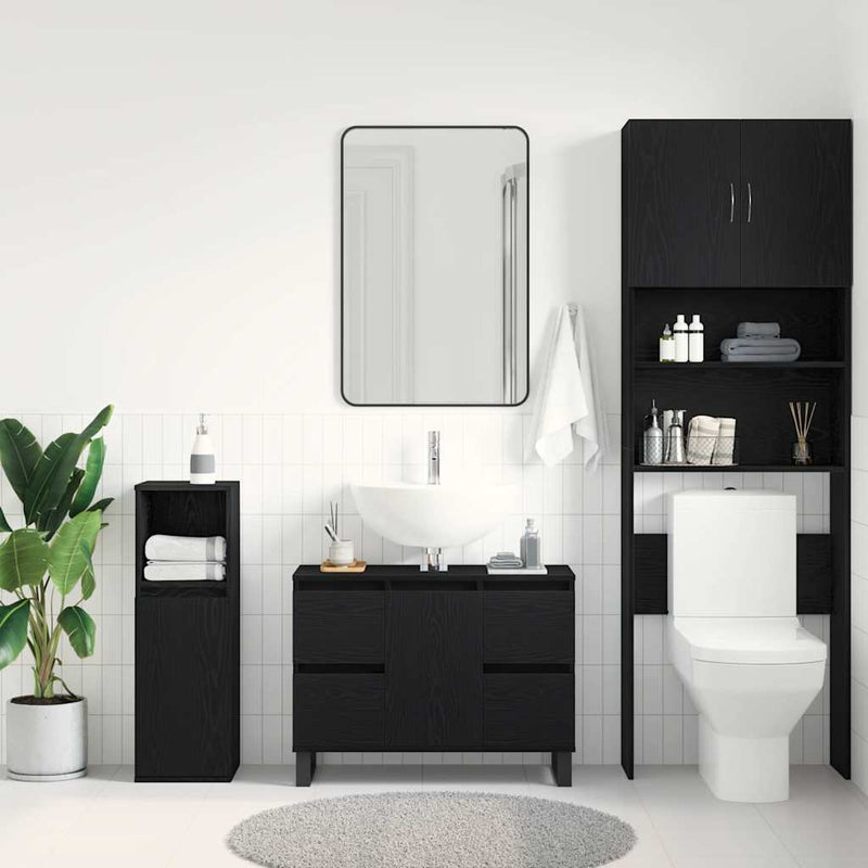 vidaXL Fürdőszoba Székény fiókkal Musta tammi 80 x 33 x 60 cm Faanyag