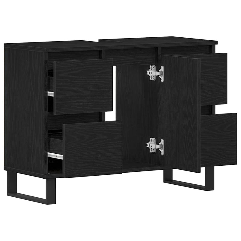 vidaXL Fürdőszoba Székény fiókkal Musta tammi 80 x 33 x 60 cm Faanyag