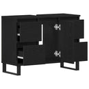 vidaXL Fürdőszoba Székény fiókkal Fekete tölgy 80 x 33 x 60 cm Faanyag