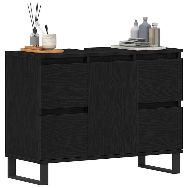 vidaXL Fürdőszoba Székény fiókkal Musta tammi 80 x 33 x 60 cm Faanyag