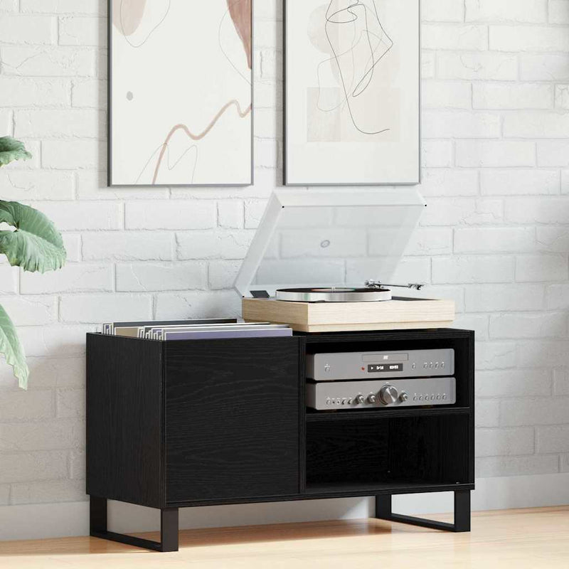 vidaXL Hanglemez szekrény ajtóval Fekete tölgy 85 x 38 x 48 cm Faanyag