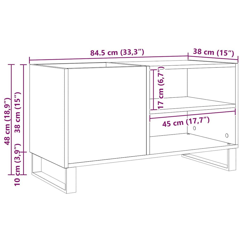 vidaXL Hanglemez szekrény ajtóval Fekete tölgy 85 x 38 x 48 cm Faanyag