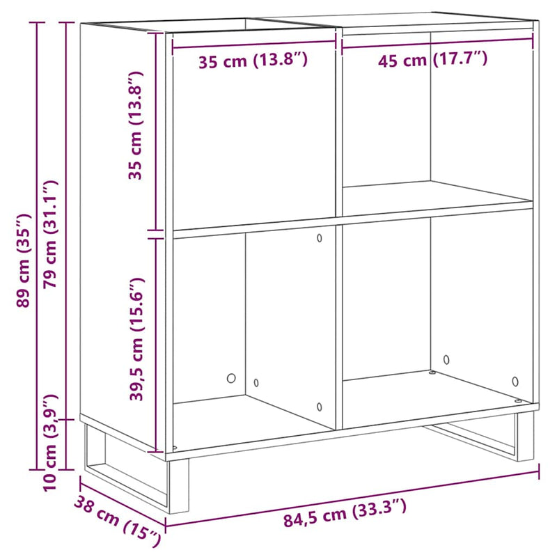 vidaXL Hanglemez szekrény polcokkal Régi fa 85 x 38 x 89 cm Faanyag