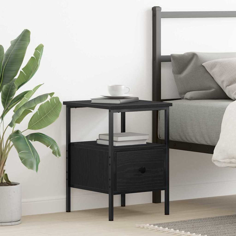 vidaXL Éjjeli szekrény Musta tammi 34 x 36 x 50 cm Műgyantás fa és fém