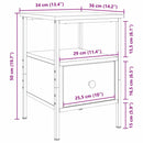 vidaXL Éjjeli szekrény Musta tammi 34 x 36 x 50 cm Műgyantás fa és fém