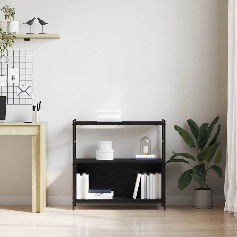 vidaXL Könyvespolc Musta tammi 80 x 30 x 78.5 cm Faanyag