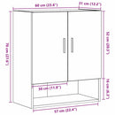vidaXL Fali szekrény Fekete tölgy 60 x 31 x 70 cm Faanyag