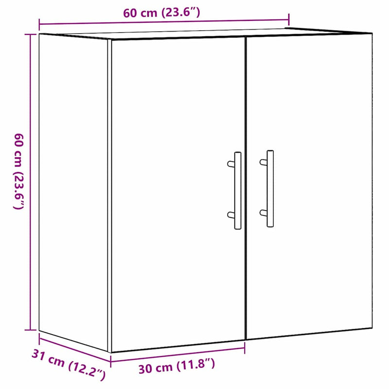 vidaXL Fali Szekrény Musta tammi 60 x 31 x 70 cm Faanyag
