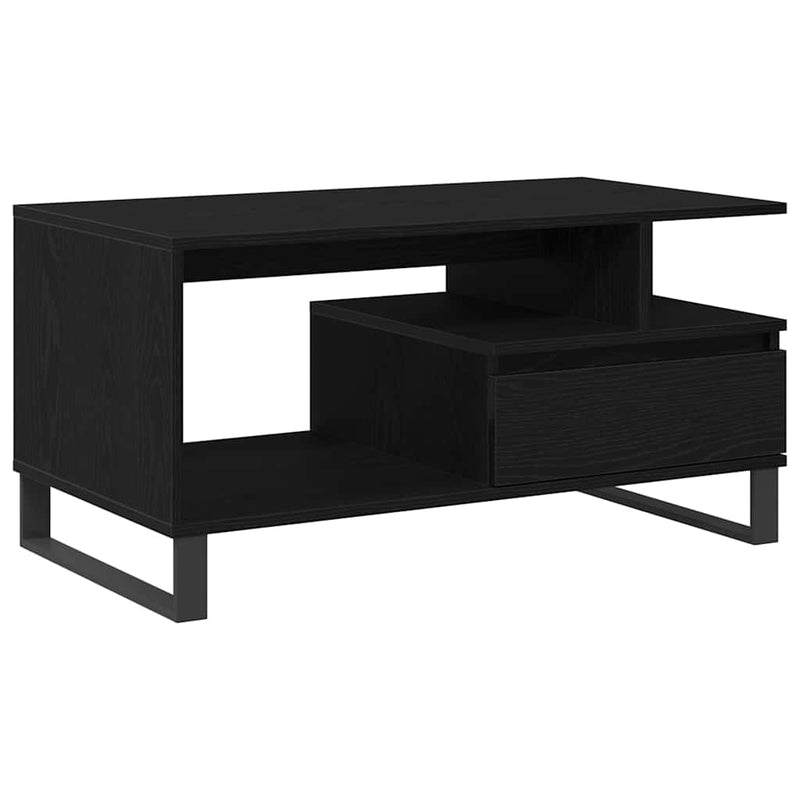 vidaXL Dohányzóasztal with Drawer Musta tammi 90 x 49 x 45 cm Faanyag