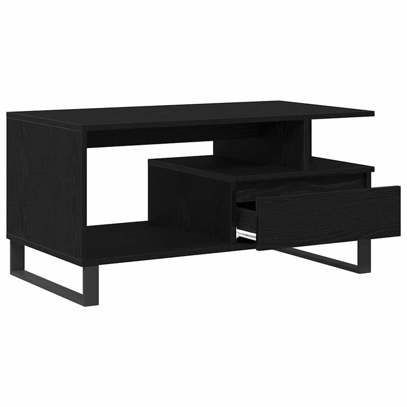 vidaXL Dohányzóasztal with Drawer Musta tammi 90 x 49 x 45 cm Faanyag