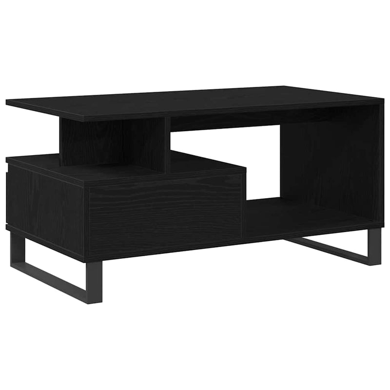 vidaXL Dohányzóasztal with Drawer Musta tammi 90 x 49 x 45 cm Faanyag