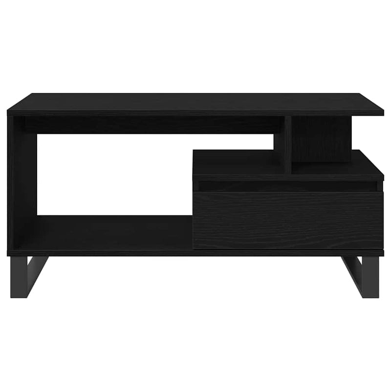 vidaXL Dohányzóasztal with Drawer Musta tammi 90 x 49 x 45 cm Faanyag