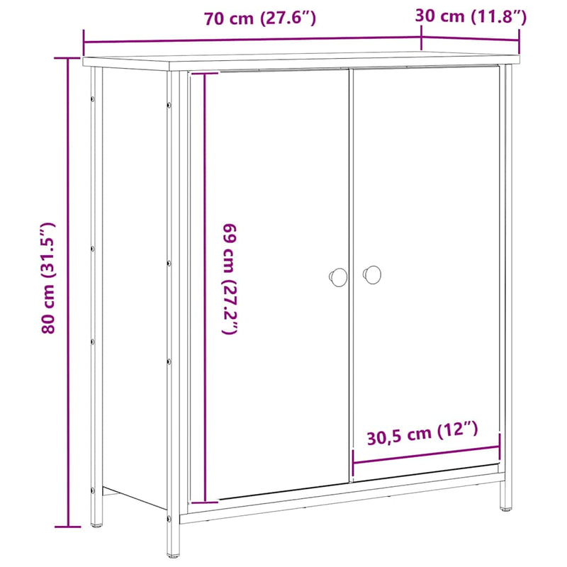 vidaXL Széf Régi fa 70 x 30 x 80 cm Faanyag
