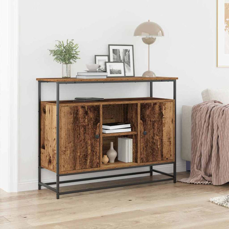 vidaXL Old fa oldalszekrény 100x35x80 cm Műgyanta és Acél