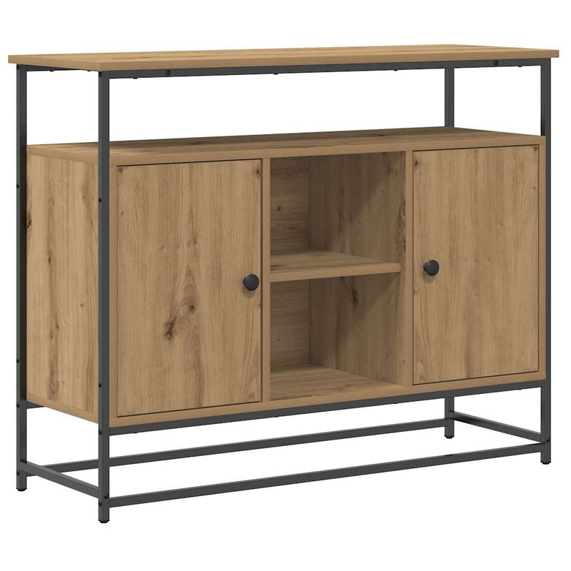 vidaXL Oldalszekrény Artisan Tölgy 100x35x80 cm Mérnöki Fa és Acél