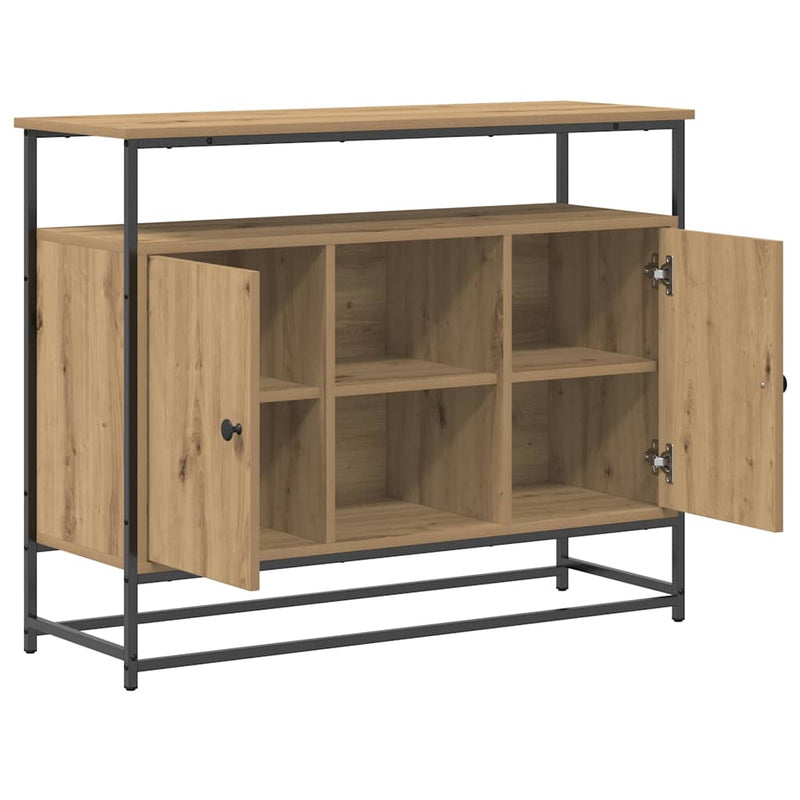 vidaXL Oldalszekrény Artisan Tölgy 100x35x80 cm Mérnöki Fa és Acél
