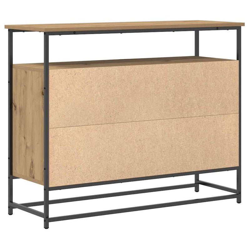vidaXL Oldalszekrény Artisan Tölgy 100x35x80 cm Mérnöki Fa és Acél