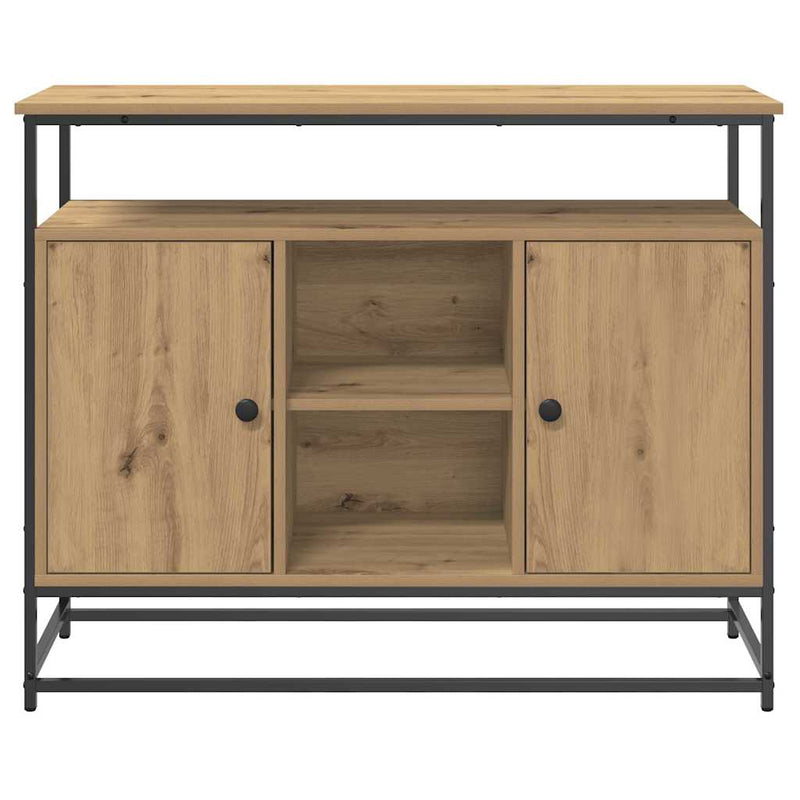 vidaXL Oldalszekrény Artisan Tölgy 100x35x80 cm Mérnöki Fa és Acél