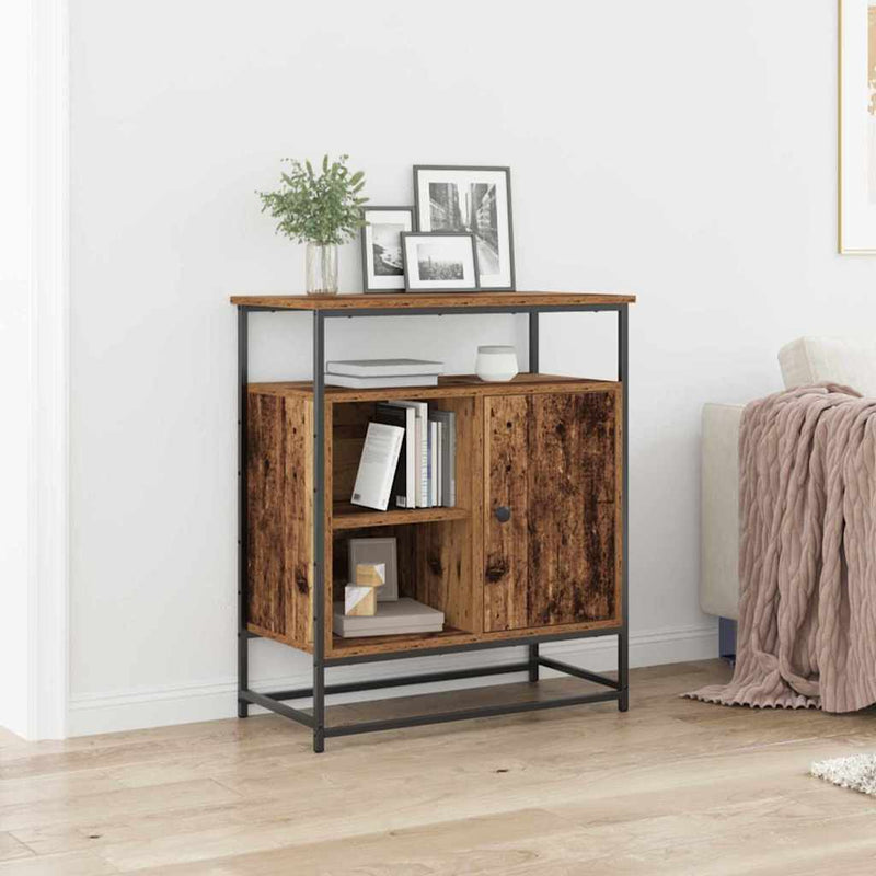 vidaXL Old Wood oldalbord 69x35x80 cm Mérnöki Fa és Acél