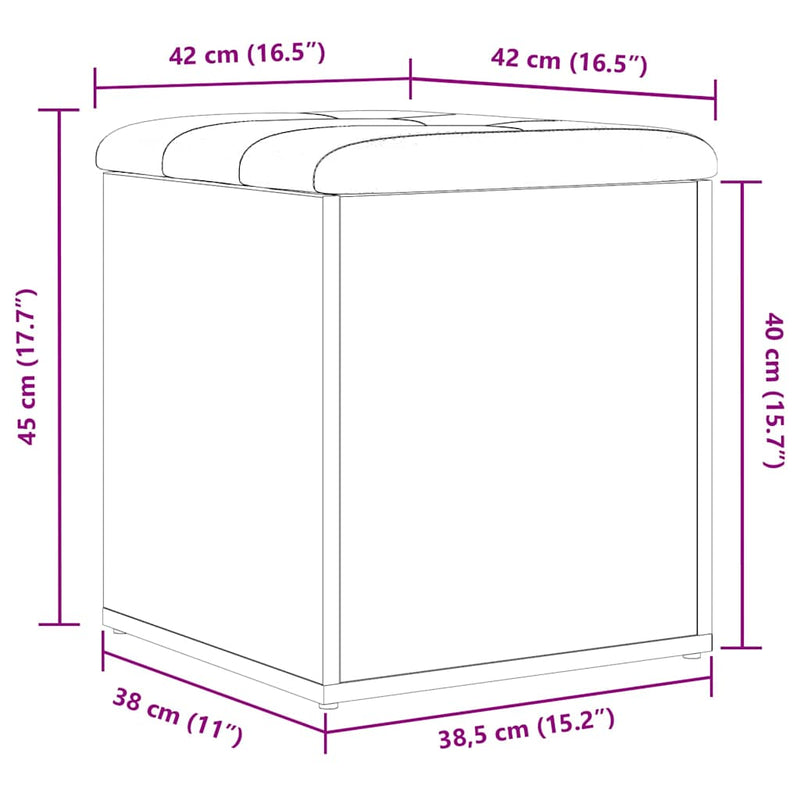 vidaXL Tárolópad tárolóval Fekete tölgy 42 x 42 x 45 cm Faanyag