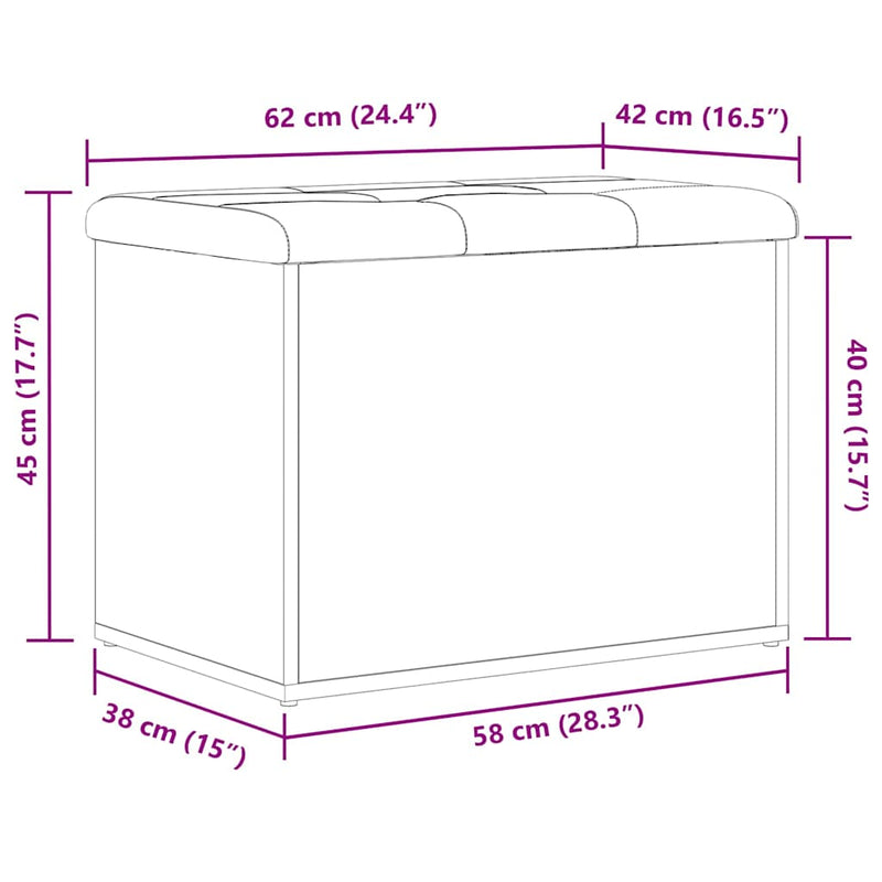 vidaXL Tárolópad tárolóval Musta tammi 62 x 42 x 45 cm Faanyag