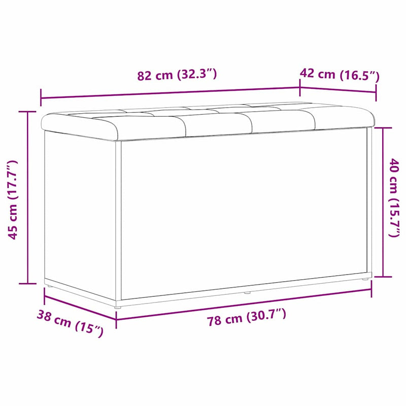 vidaXL Tárolópad tárolóval Fekete tölgy 82 x 42 x 45 cm Faanyag