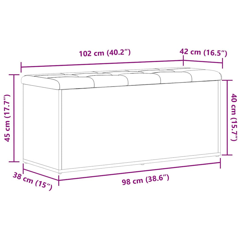vidaXL Tárolópad tárolóval Musta tammi 102 x 42 x 45 cm Faanyag