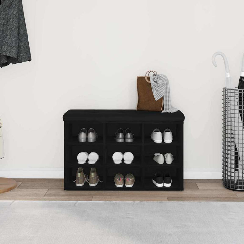 vidaXL Cipőpad tárolóval Fekete 80 x 30 x 48 cm Faanyag