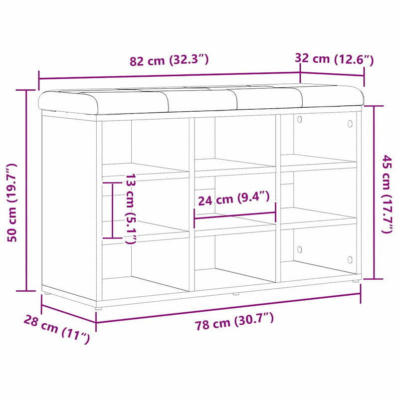 vidaXL Cipőpad tárolóval Fekete 80 x 30 x 48 cm Faanyag