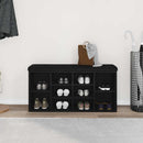 vidaXL Cipőpad tárolóval Fekete 100 x 30 x 48 cm Faanyag