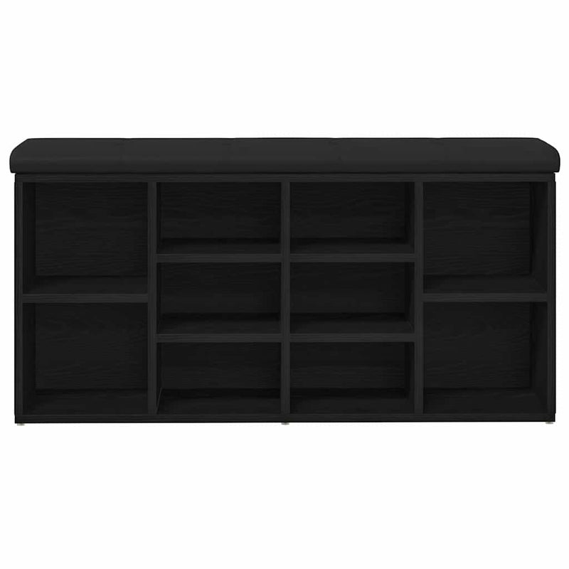 vidaXL Cipőpad tárolóval Fekete 100 x 30 x 48 cm Faanyag